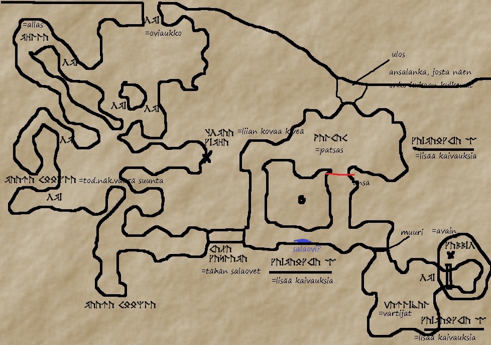 Tuomion luola, kerros 1 (löytynyt kartta)