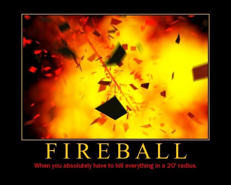 Vaikka kuvatekstissä on virhe, saa tästä jonkinlaisen kuvan Fireballin murhaavuudesta. Kuva: Brilliant Gameologists