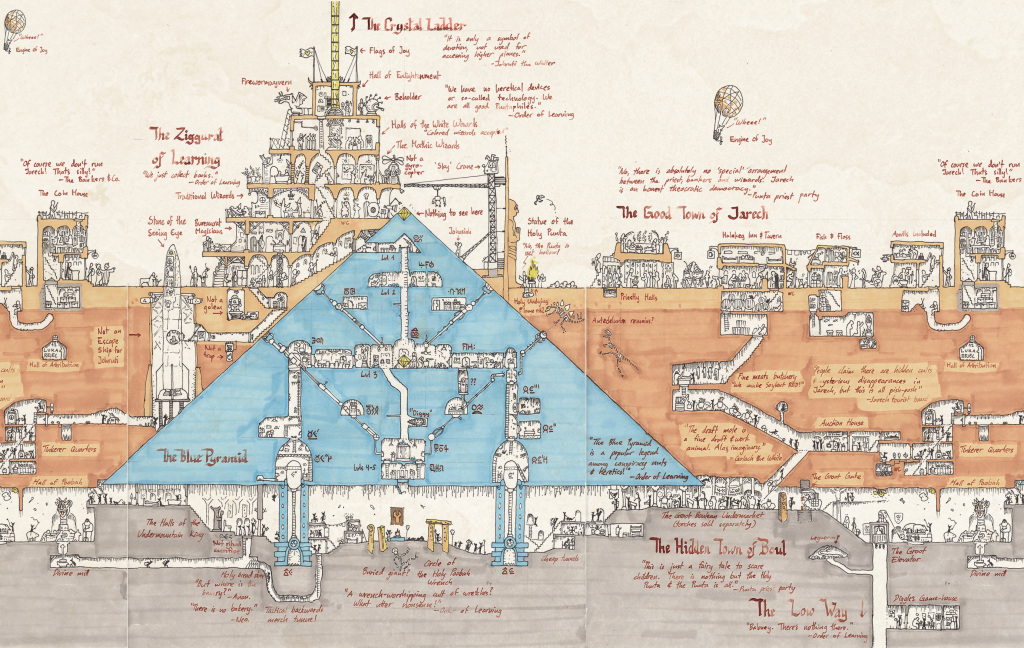 Sinisen pyramidin poikkileikkaus. Kuva: Lukc / Cartographer's Guild