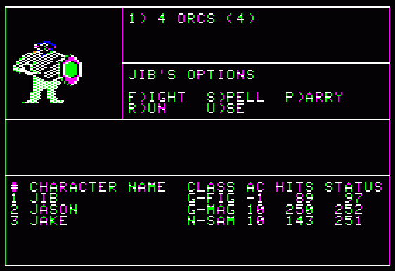 Wizardry: Proving Grounds of the Mad Overlord (Apple II). Kuva: Moby Games / KnockStump