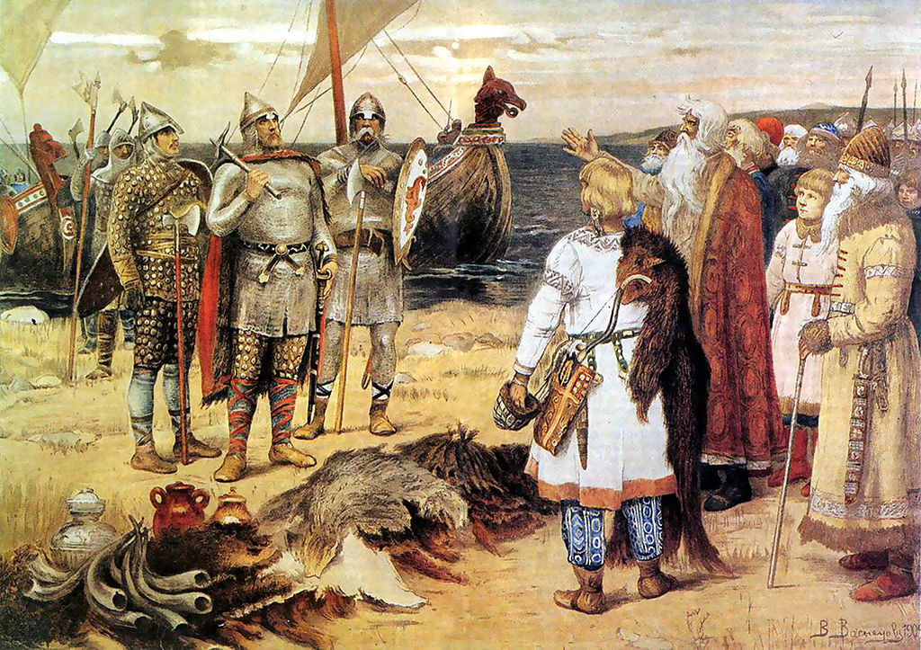 Viktor Vasnetsov, The Invitation of the Varangians: Rurik and his brothers arrive in Staraya Ladoga.